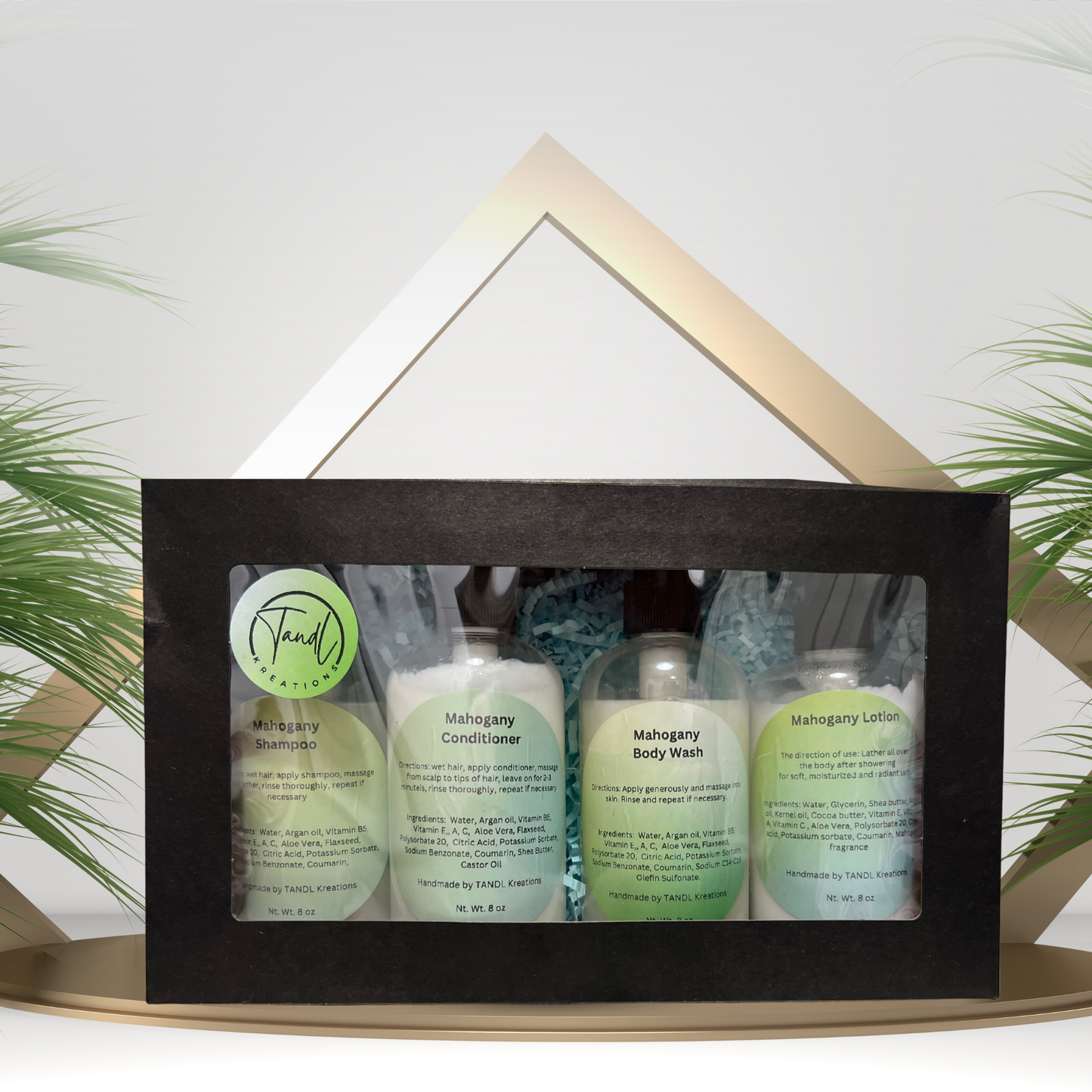 TandL Kreations mahogany complete body care set boxed