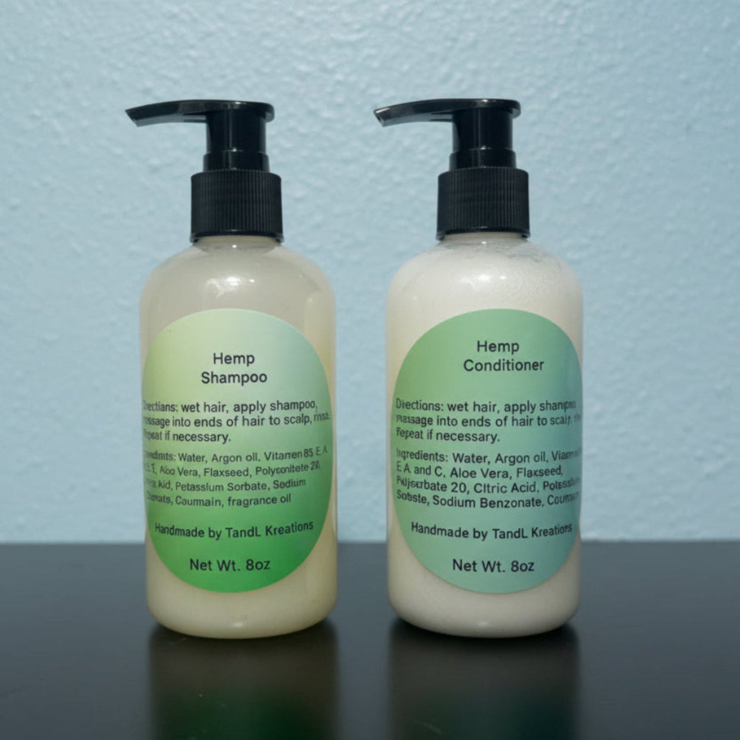 Hemp  Argan Oil 2-8oz Shampoo and Conditioner TandL Kreations