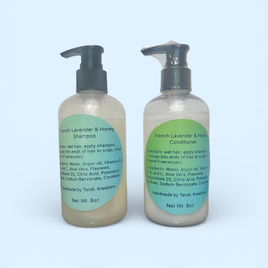 Mini Bundler Set |Shampoo + Conditioner | 2- 8oz | French Lavender & Honey |TandL Kreations