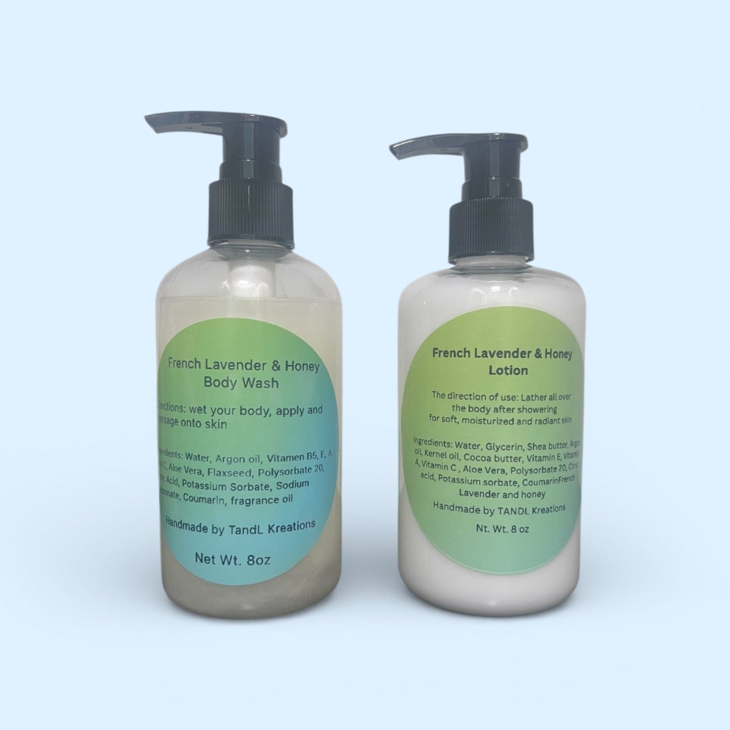 Mini bundle | French Lavender & Honey | Body wash + Lotion | Argan oil | TandL Kreations 