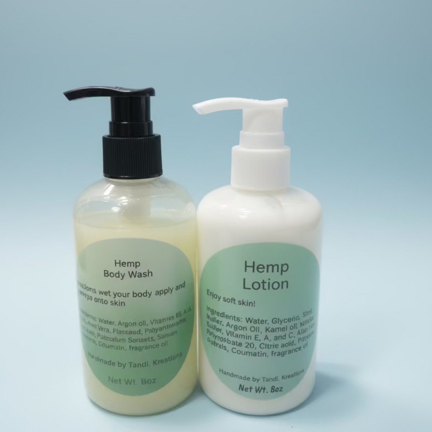 Mini bundle | Hemp| 80z | Argan Oil| Body Wash and Lotion |TandL Kreations