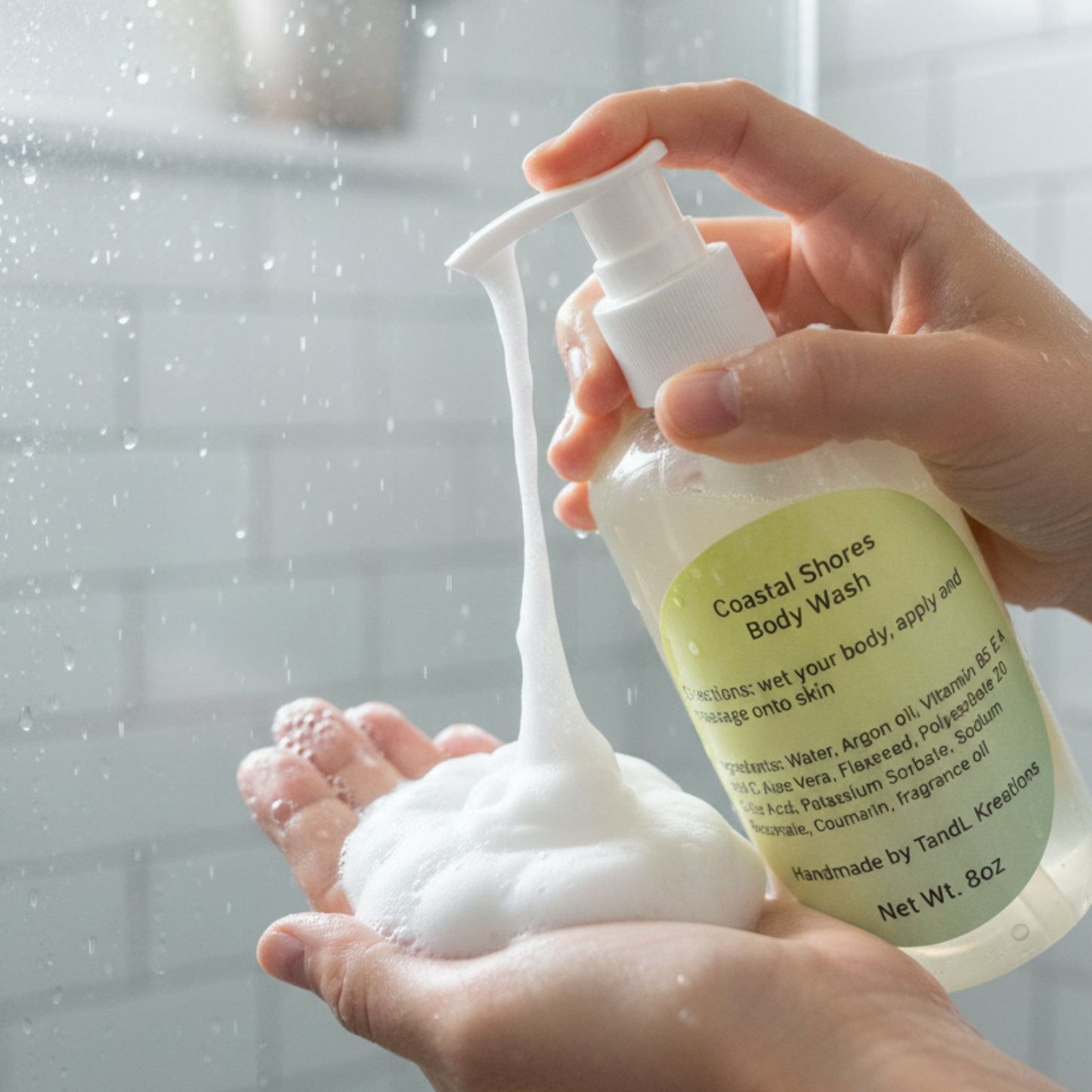 Coastal Shores Body Wash with suds tandl kreations argan oil 