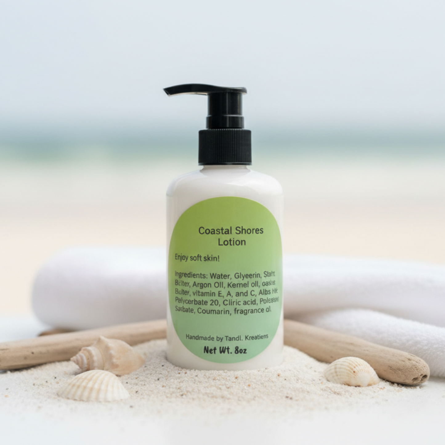 Coastal Shores Lotion with beach elements