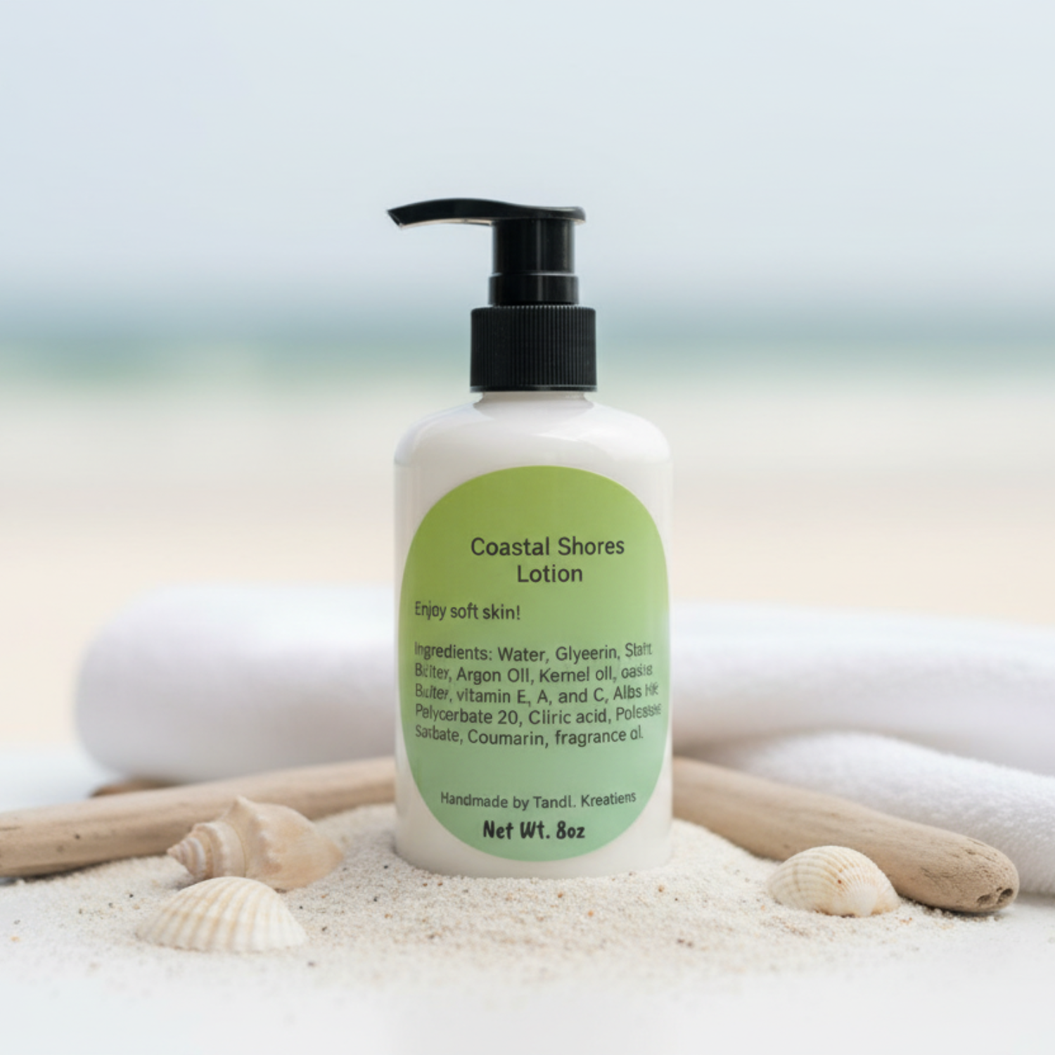 Coastal Shores Lotion with beach elements