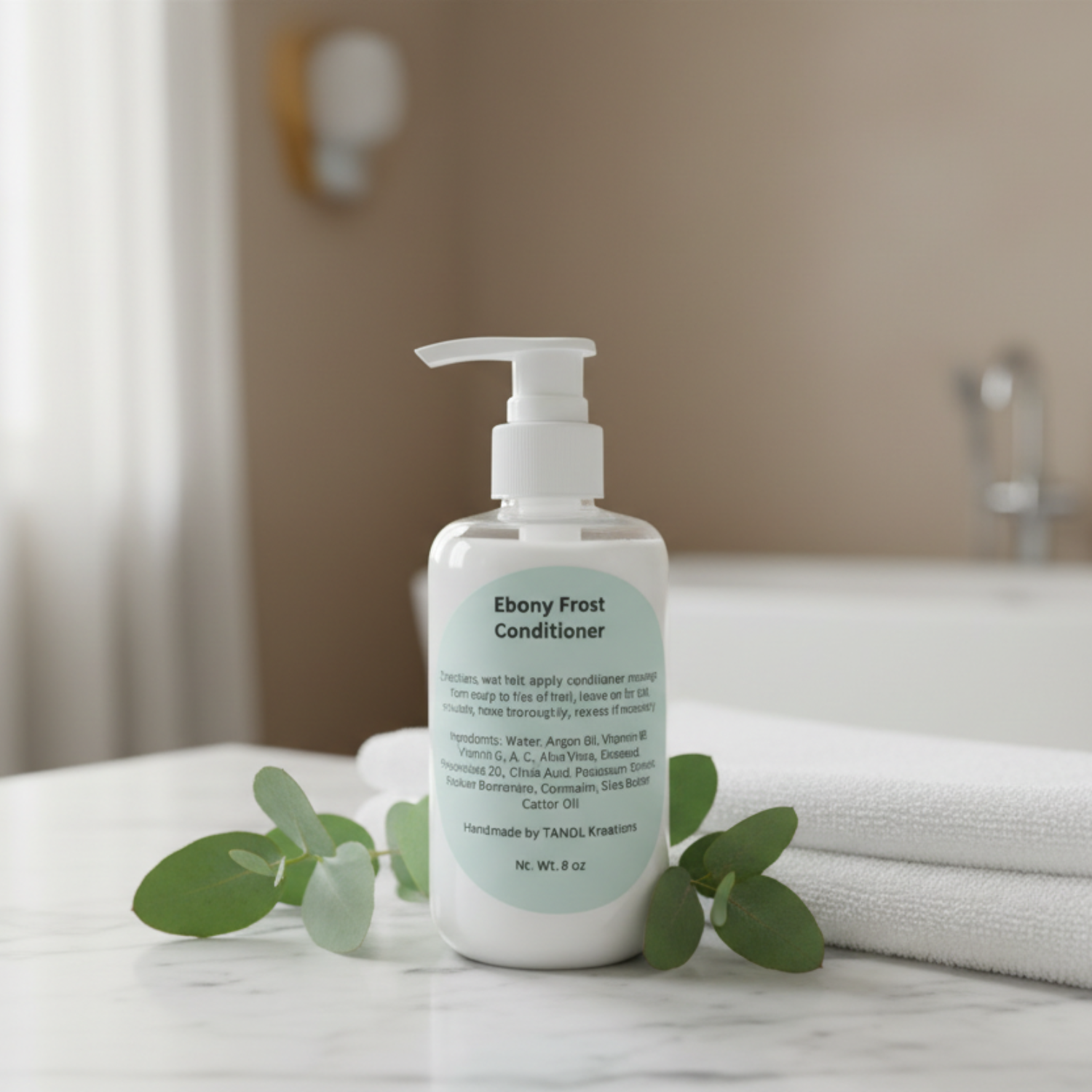 Ebony Frost Conditioner on marble countertop