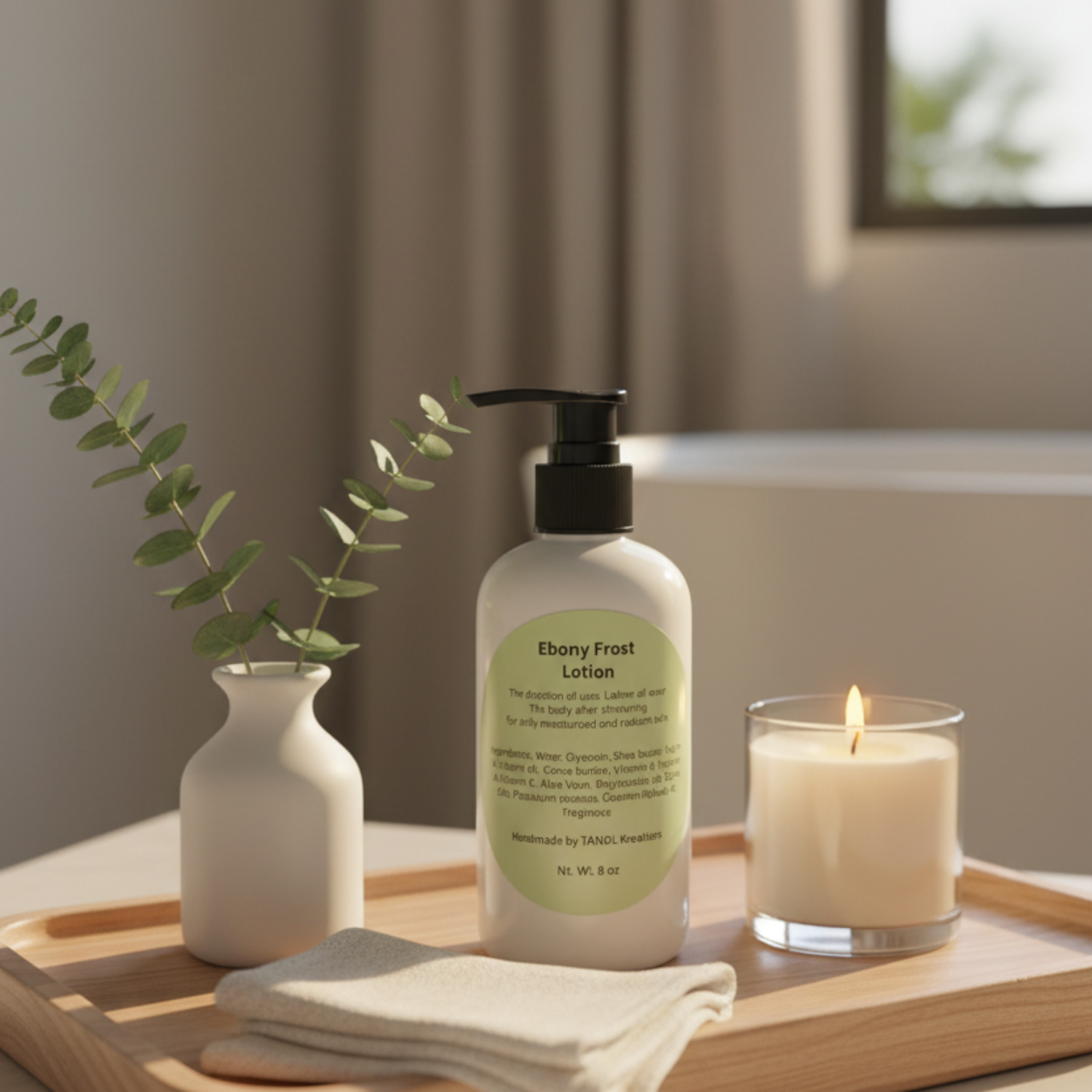 Ebony Frost Lotion self-care scene