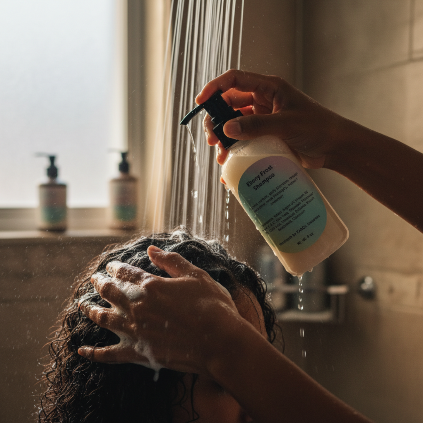Ebony Frost Shampoo In Use