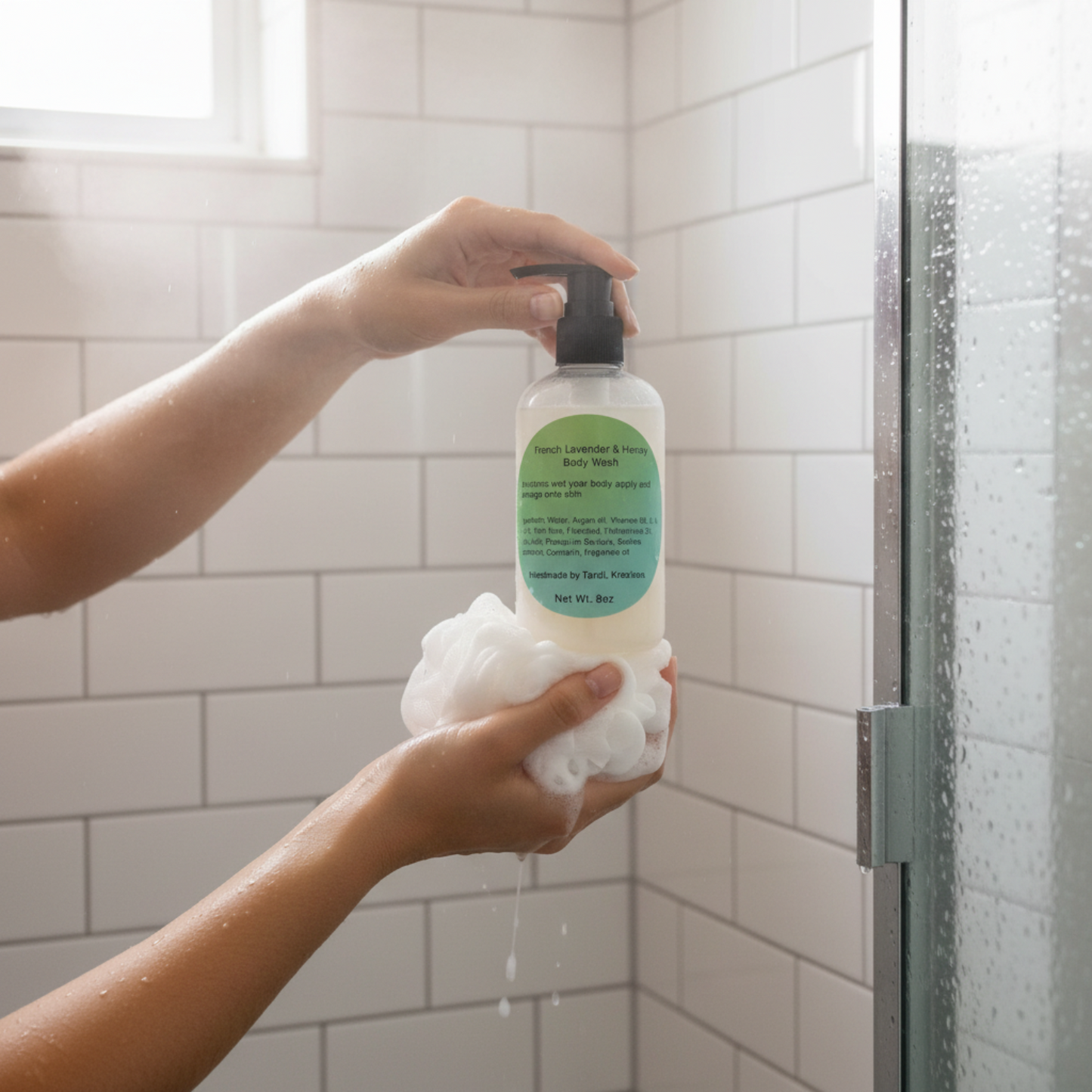 French Lavender Body Wash In Use tandl kreations argan oil 