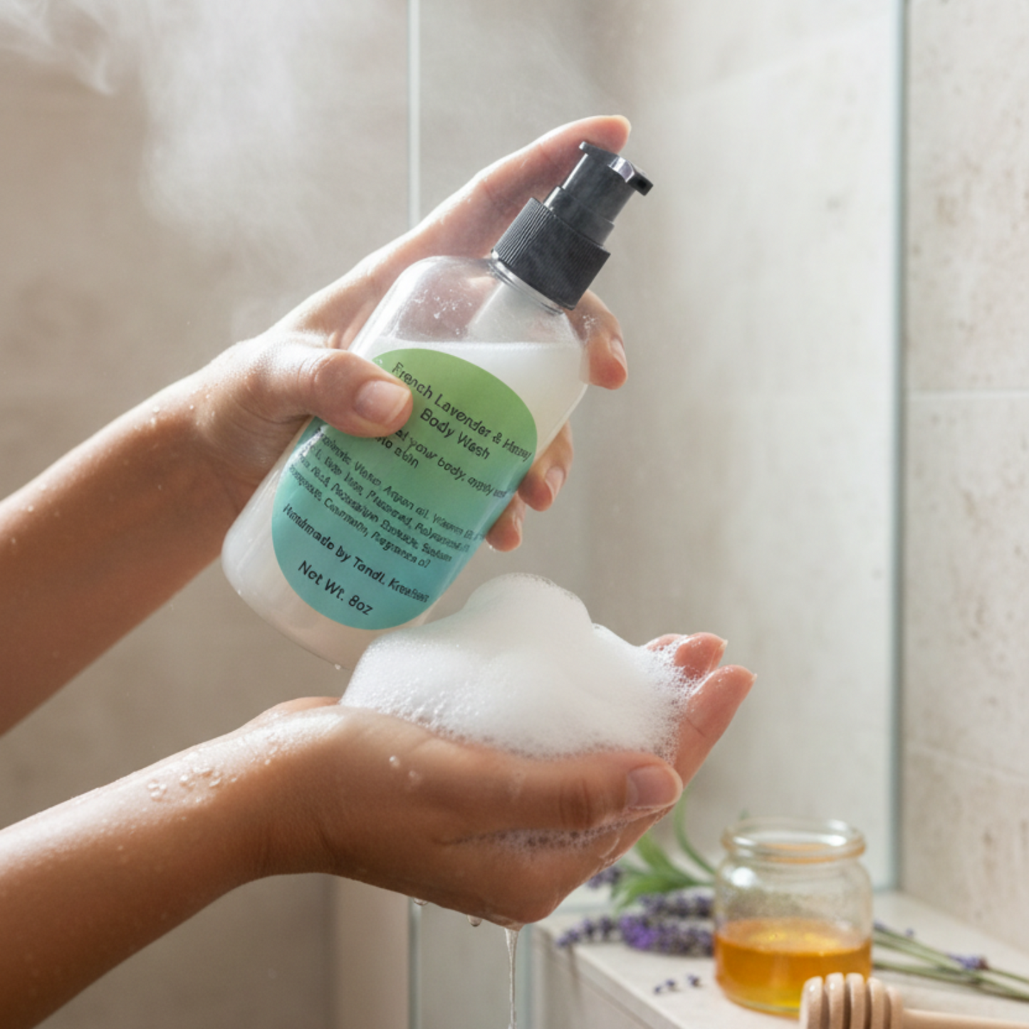 French Lavender & Honey Body Wash with suds tandl kreations argan oil