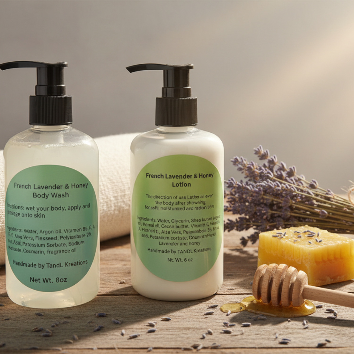 French Lavender & Honey Lifestyle - Wood Surface