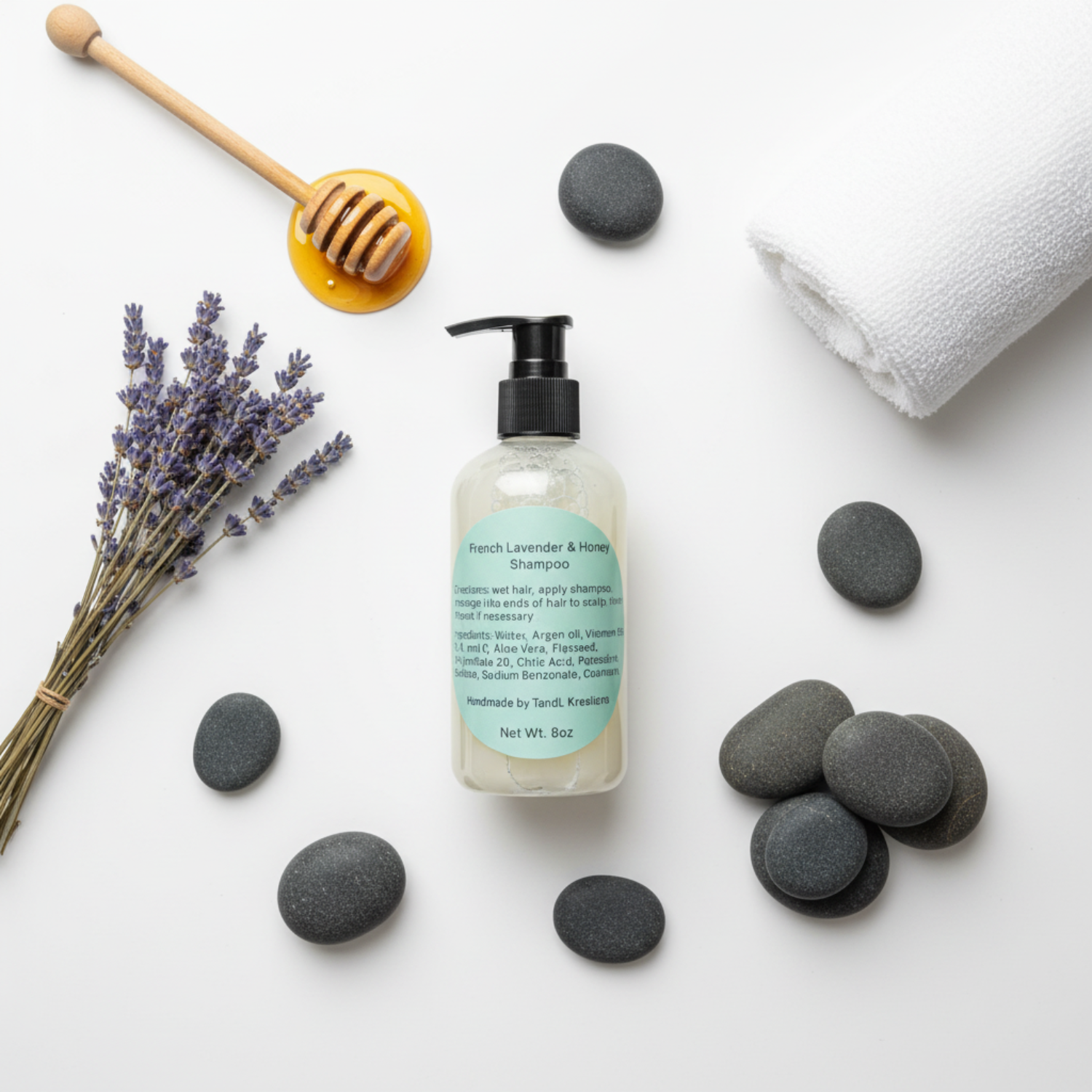 French Lavender & Honey Shampoo Flat Lay