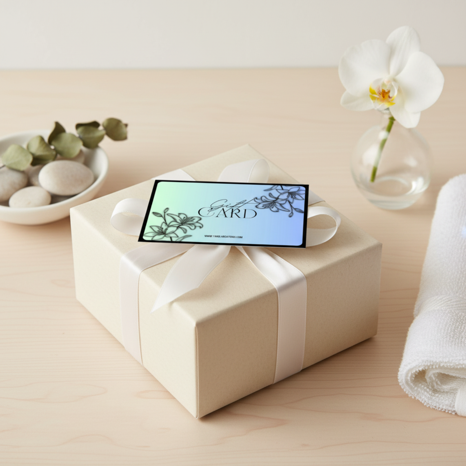 Gift card with wrapped gift box