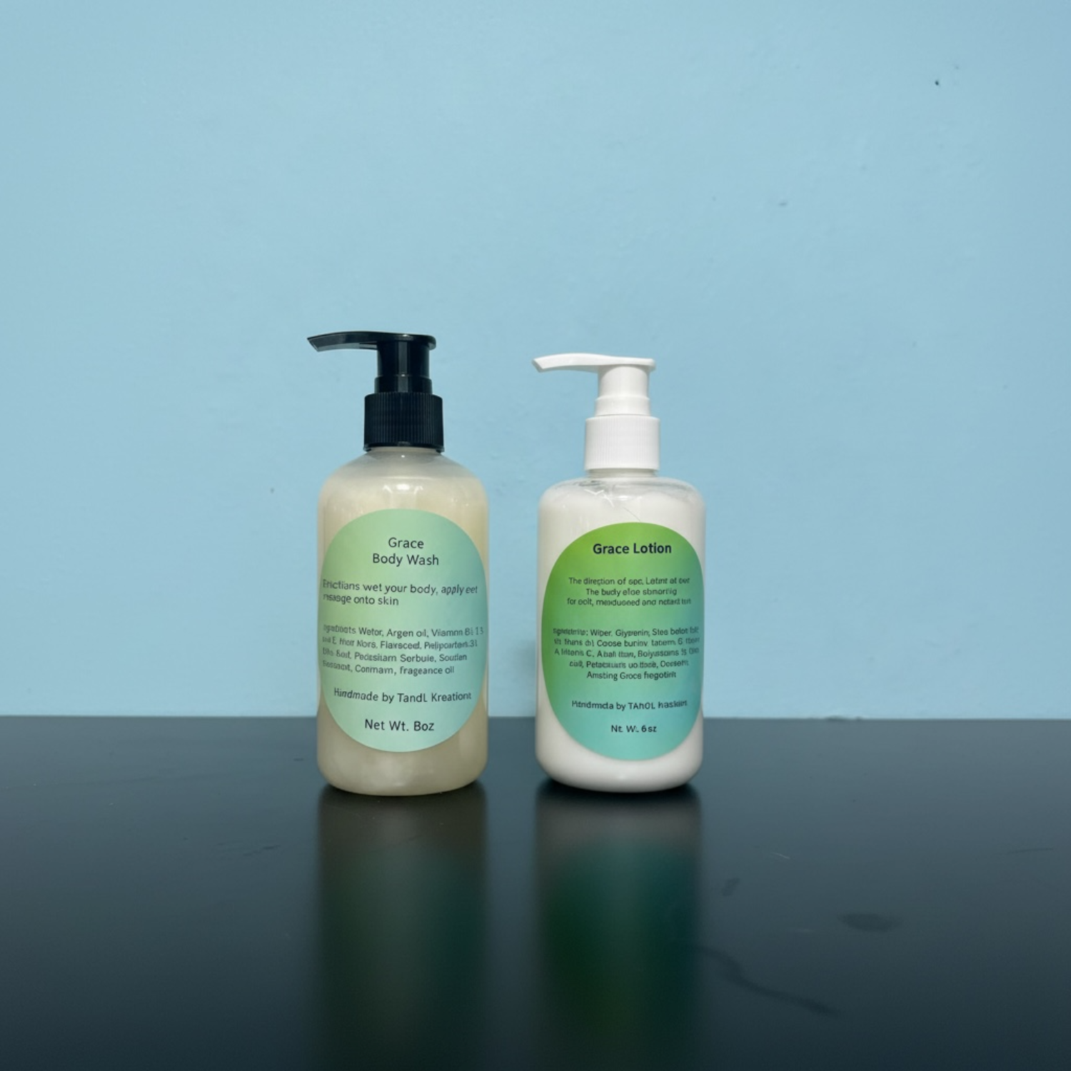 Body wash and lotion made with high quality argan oil hydrator TandL kreations