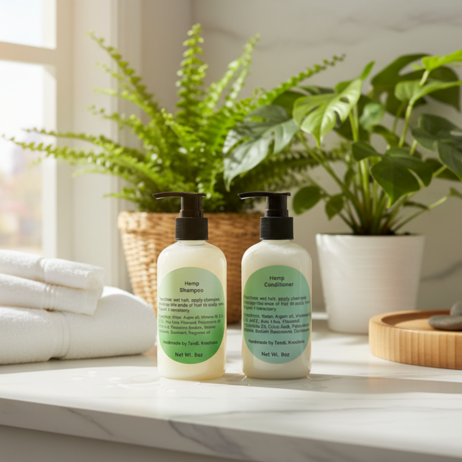 Hemp Shampoo & Conditioner - Bathroom Scene